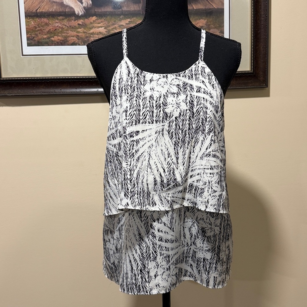 A. Byer Black and White Layered Tank Top